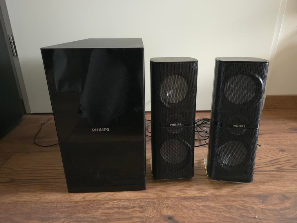 Philips 2.1 HTB6251D subwoofer + 2 speakers zwart, Philips, Subwoofer, Ophalen of Verzenden, Zo goed als nieuw