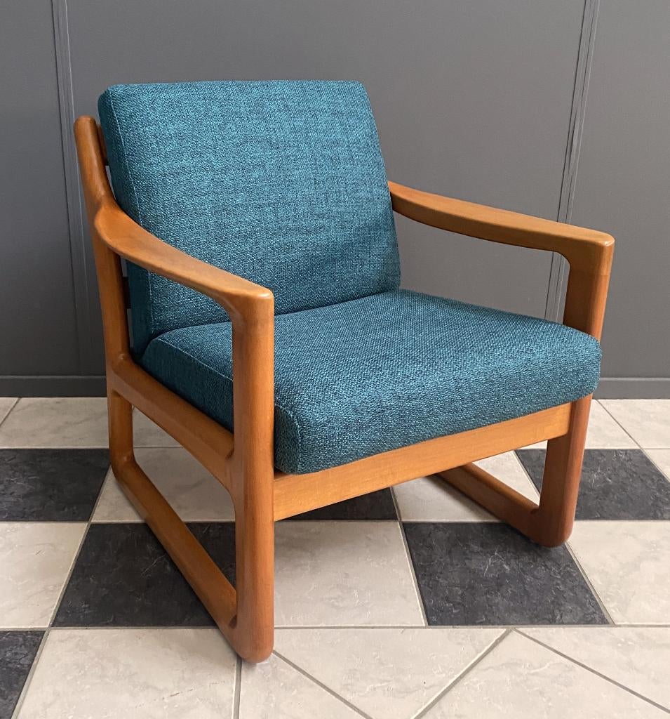 70 jaren fauteuil Johannes Andersen nieuwe groene stof, Ophalen, Gebruikt, Vintage, 75 tot 100 cm
