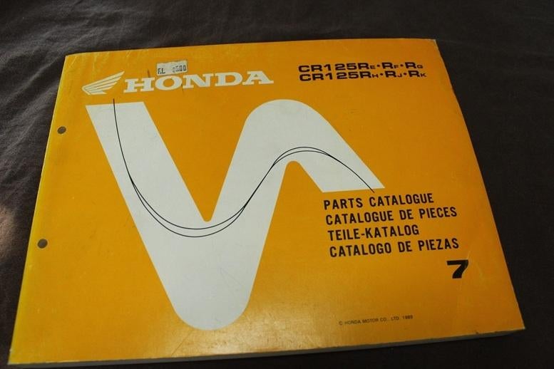 Honda CR125 1989 motorcycle parts catalogue CR 125 Re - Rk, Ophalen of Verzenden, Honda