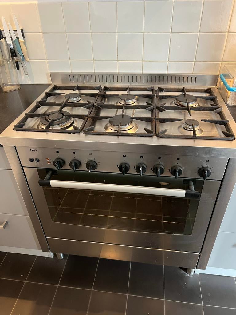 Pelgrim 6-pits gasfornuis met oven, Witgoed en Apparatuur, Fornuizen, Ophalen, Gebruikt, 60 cm of meer, Gas