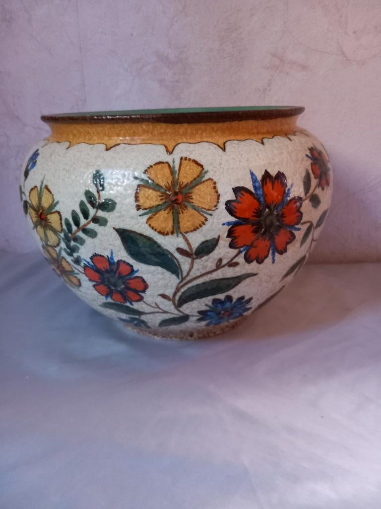 Grote antieke bloempot Buenos Gouda, Ophalen of Verzenden