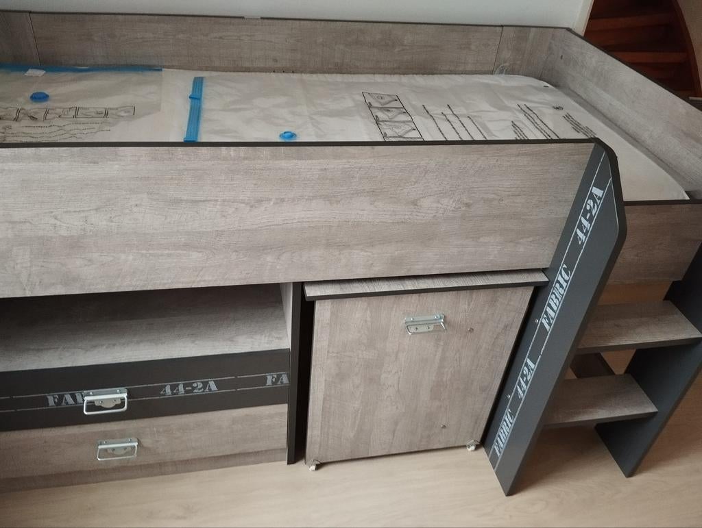 Halfhoogslaper Fabric Leen Bakker met bureau en opbergruimte, Ophalen, Gebruikt, Hoogslaper