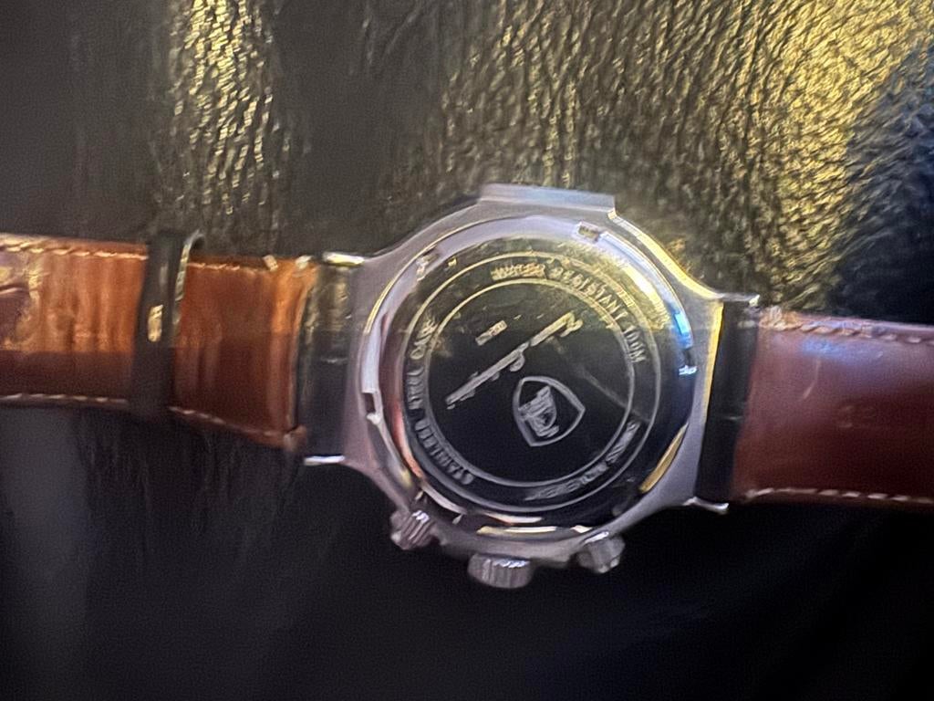 Originele Lamborghini Conino horloge, Sieraden, Tassen en Uiterlijk, Leer, Staal, Polshorloge, Zo goed als nieuw