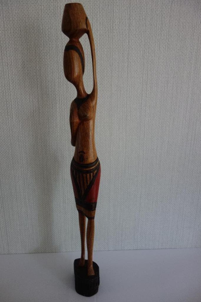 Beeld hout vrouwfiguur, Antiek en Kunst, Kunst | Beelden en Houtsnijwerken, Beeld, Hout, Vrouw, Ophalen of Verzenden