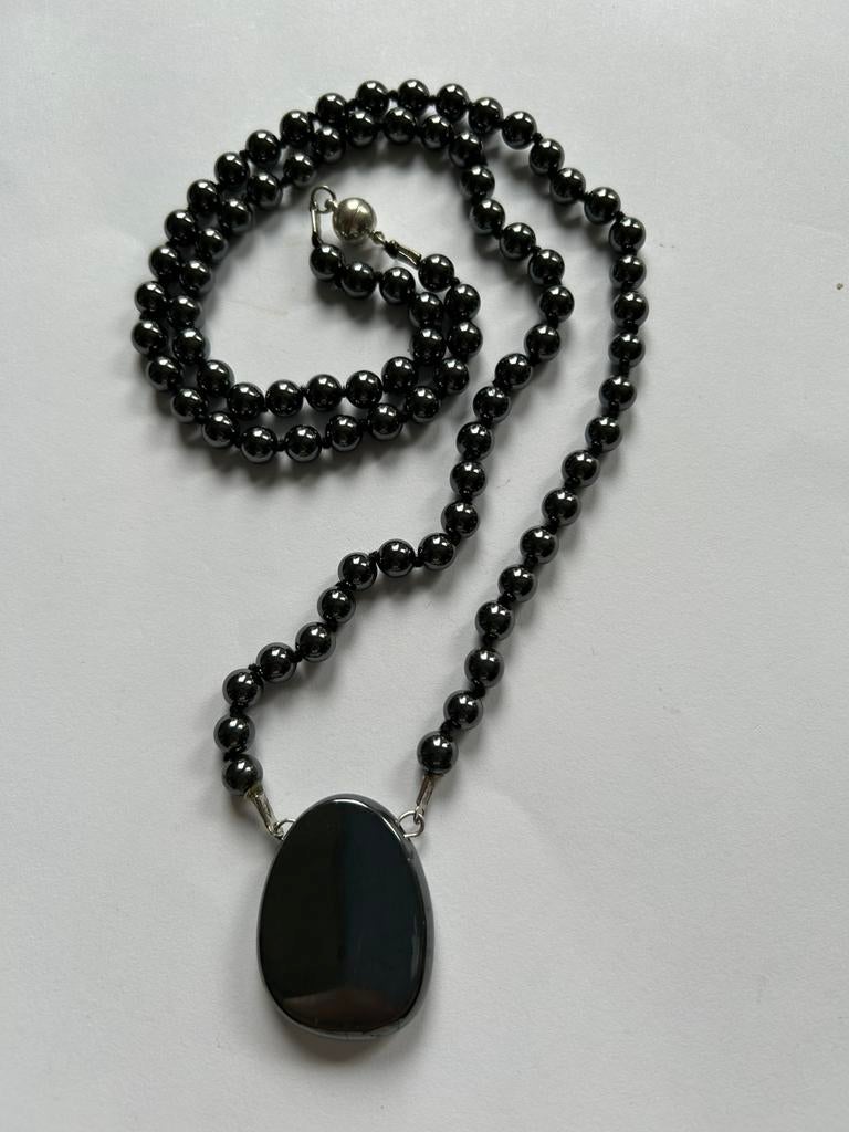 Heren hematiet ketting 80 cm met hanger 4 cm, Met hanger, Nieuw, Ophalen of Verzenden, X