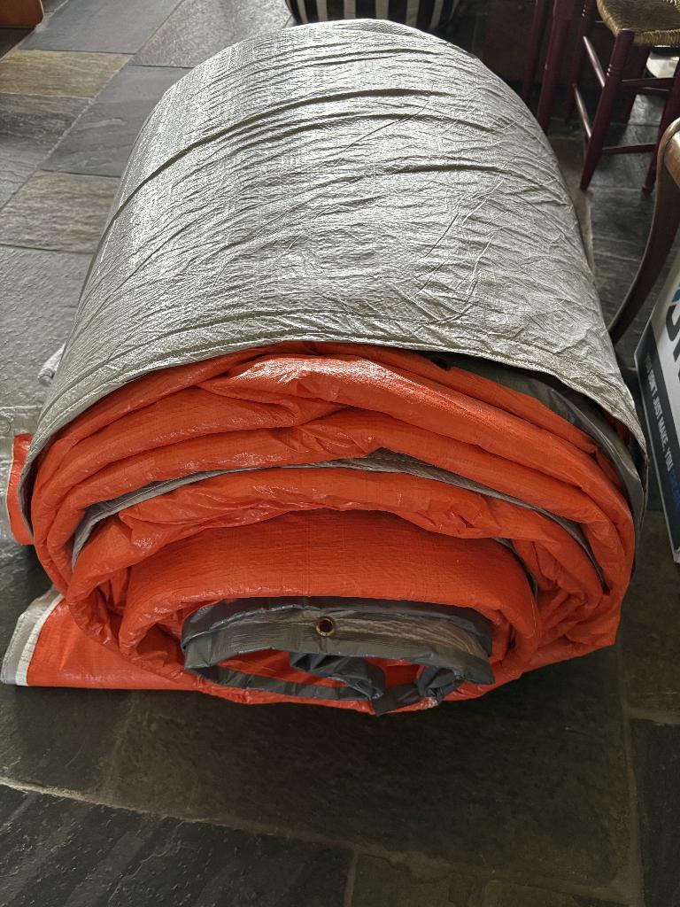 Isolatie dekzeil 6x8m zilver/oranje 250gr/m², Ophalen, Gebruikt, 15 m² of meer, Zeil