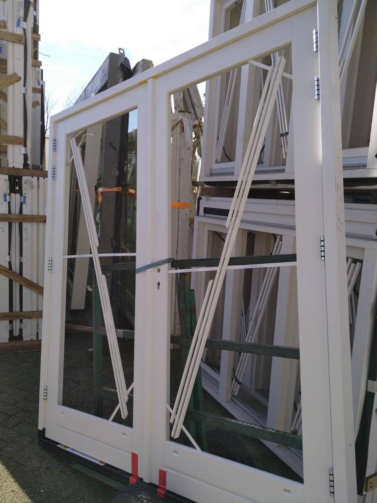 Kozijn met dubbele tuindeuren, Nieuw, Ophalen of Verzenden, Buitendeur, Hout