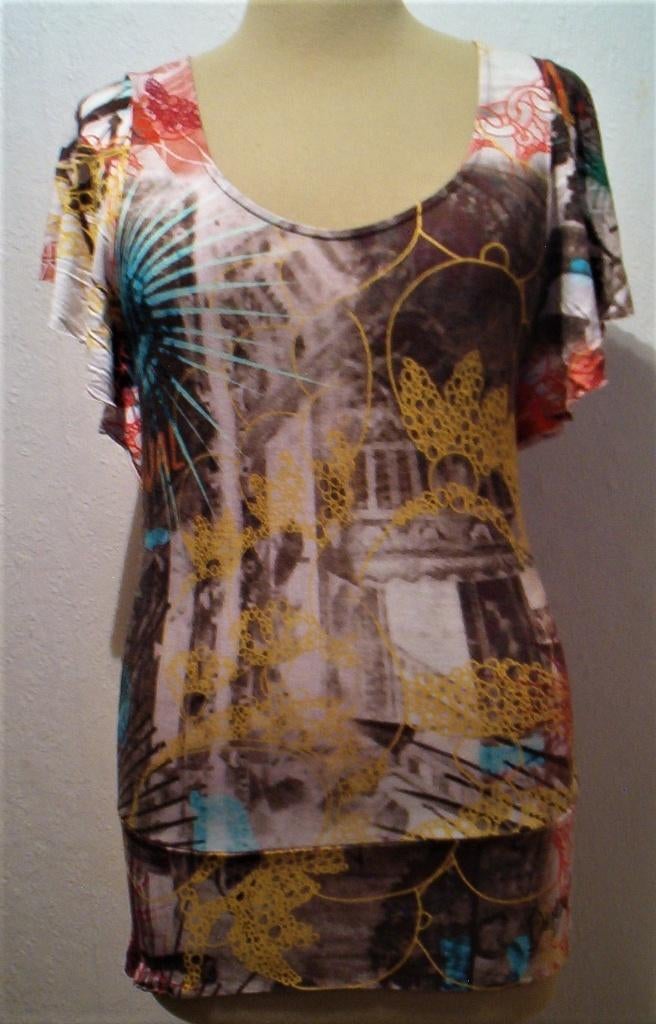 Aparte print top van Desigual! M, Maat 38/40 (M), Bruin, Verzenden, Zo goed als nieuw