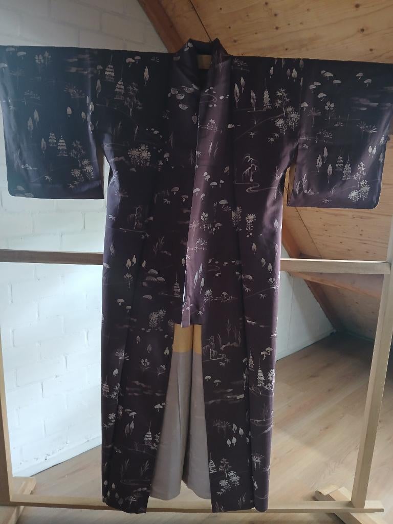 Traditionele Japanse Kimono perple temple, Ophalen of Verzenden