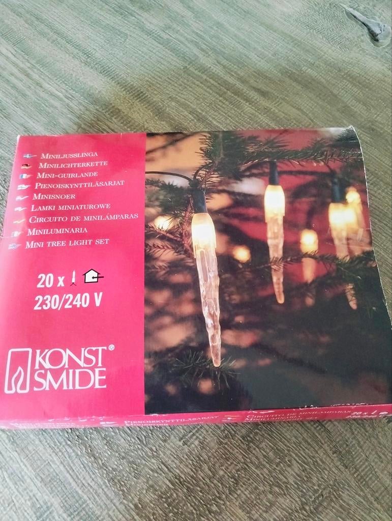 Vintage kerstverlichting snoer ijspegel, Ophalen, Gebruikt