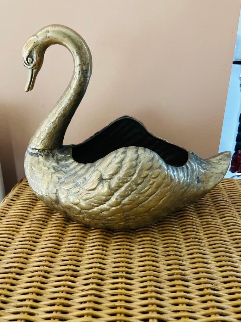 ✨🦢Messing antiek zwaan bloempot, Ophalen of Verzenden