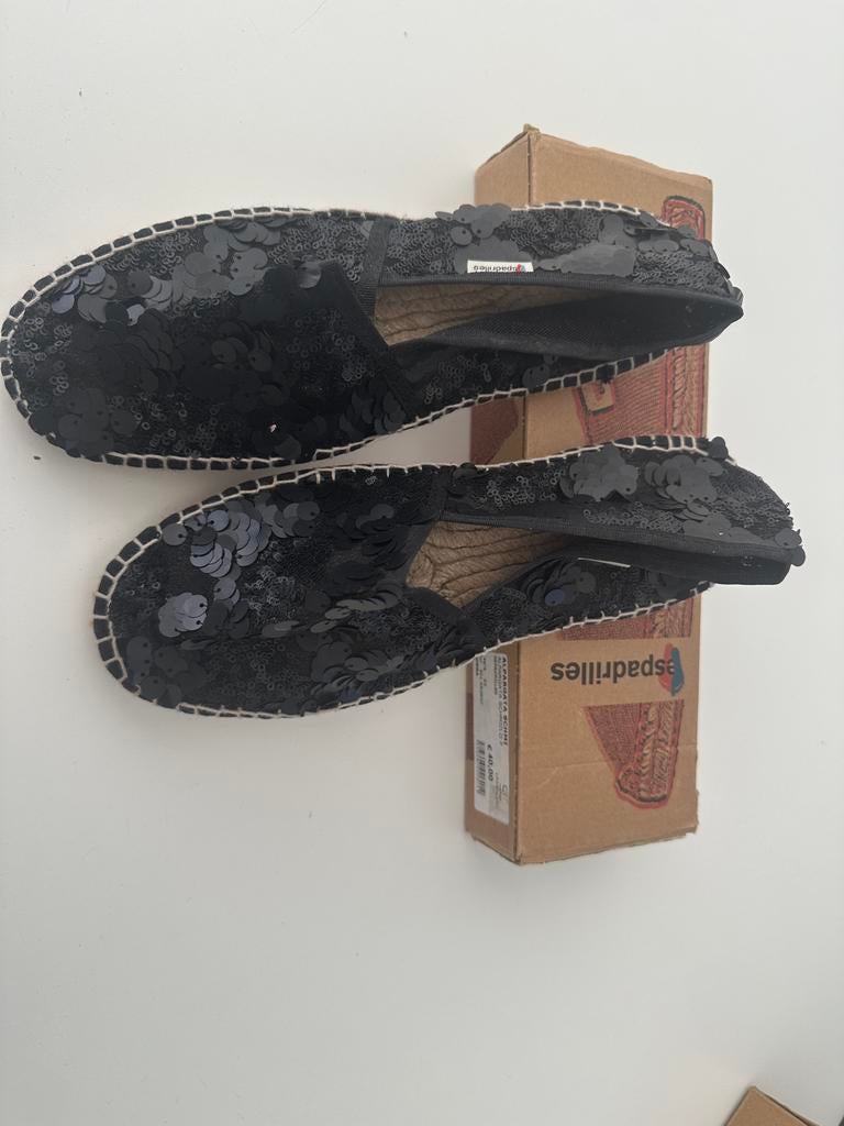Zwarte Espadrilles met pailletten - Maat 40, Ophalen of Verzenden, Gedragen, Zwart, Espadrilles of Moccasins