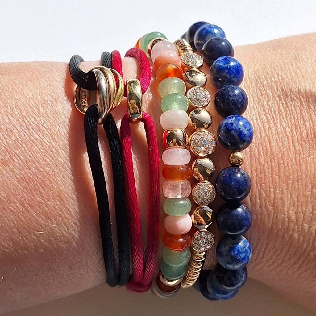 Lapis lazuli armband 14 krt goud gouden sieraad bracelet 585, Met bedels of kralen, Blauw, Nieuw, Ophalen of Verzenden