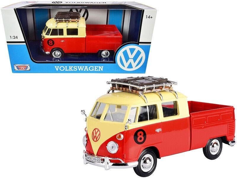 Volkswagen Bus T1 Type 2 Pickup met roofrack 1:24, Motormax, Auto, Nieuw, Ophalen of Verzenden, Motormax