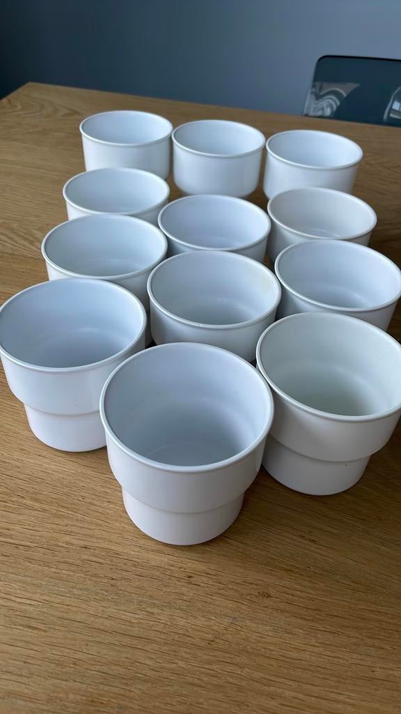 12 x Mepal plastic beker bekers mok wit 3 hoge 9 lage, Ophalen of Verzenden, Gebruikt