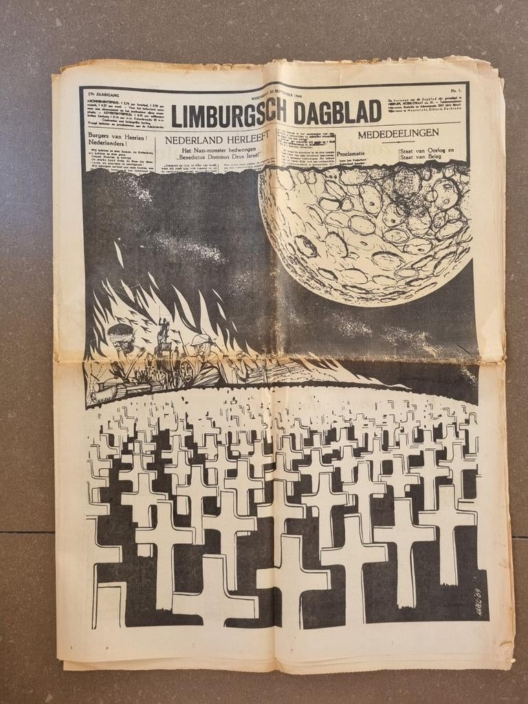 Limburgs Dagblad 20 September 1944, Ophalen of Verzenden, 1940 tot 1960, Nederland, Krant