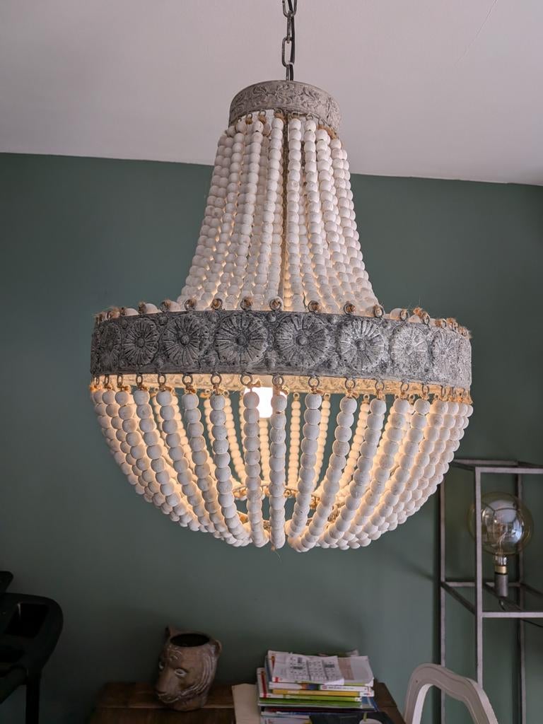 Light & Living Kralenhanglamp Luna, oudwit, Ophalen