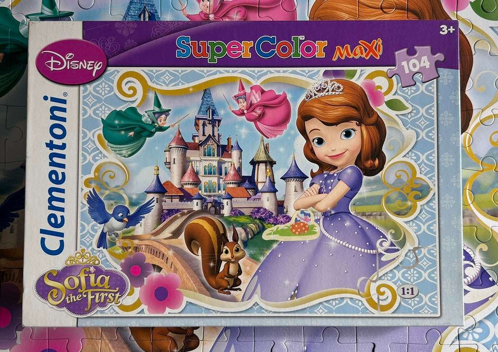 Disney kleurrijke puzzel Sofia 104 grote puzzelstukken!, Ophalen of Verzenden, Meer dan 50 stukjes, Zo goed als nieuw, 4 tot 6 jaar