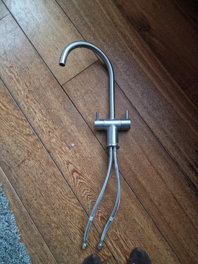 RVS Keukenkraan met Dubbele Hendel Job, Doe-het-zelf en Verbouw, Ophalen of Verzenden, Zo goed als nieuw, Rvs, Kraan