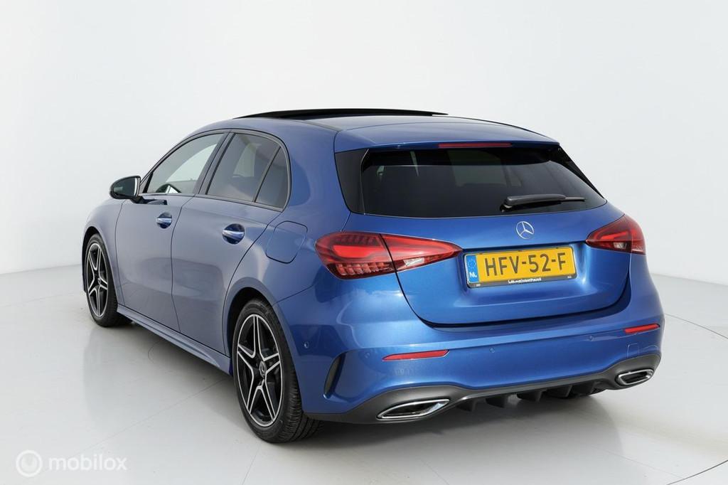 Mercedes A-klasse 200 AMG Line PANO|LED|CAMERA|CARPLAY|, Gebruikt, 4 cilinders, Blauw, 163 pk