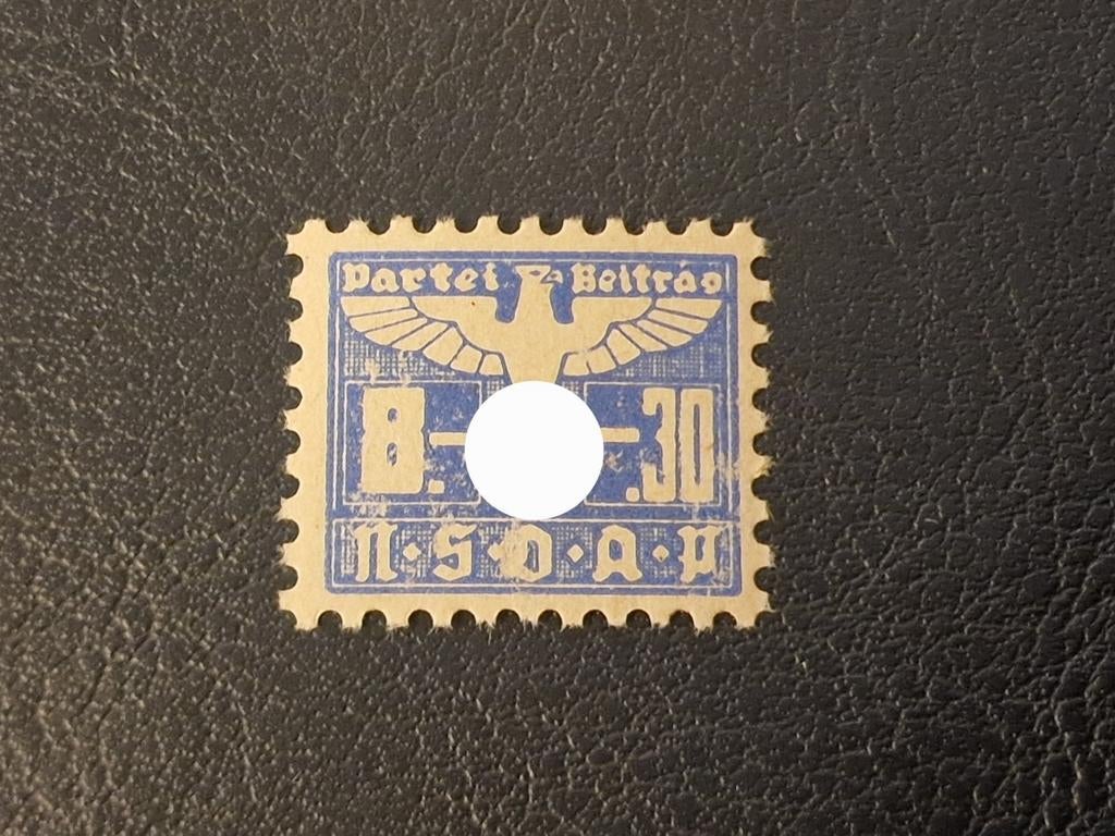 NSDAP contributiezegel Duitsland, Verzamelen, Militaria | Tweede Wereldoorlog, Ophalen of Verzenden, Duitsland, Embleem of Badge