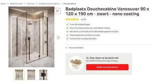 Twee glasplaten 60 x 190 mm douchewand, Ophalen, Nieuw, Glas, Douche