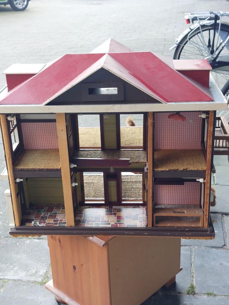 Vintage houten poppenhuis Jaren '30 - Ongemeubileerd, Ophalen, Gebruikt, Poppenhuis