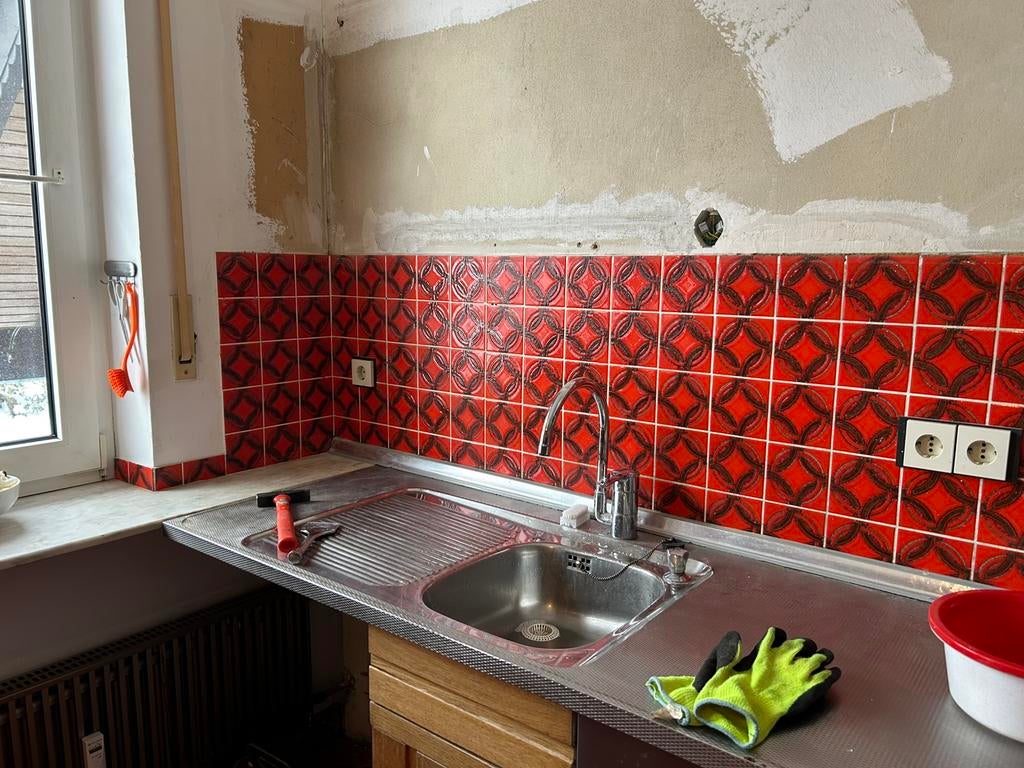 Retro tegeltjes 76 stuks rood 10x10, Ophalen, Minder dan 20 cm, Zo goed als nieuw, Minder dan 5 m²