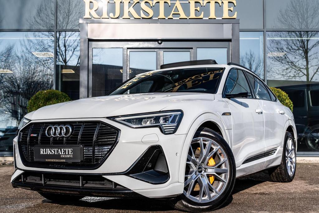 Audi e-tron Sportback 50 Quattro S-Line 71kWh|PANO|B&O|360°, Auto's, Audi, Automaat, Zwart, Leder en Stof, Wit