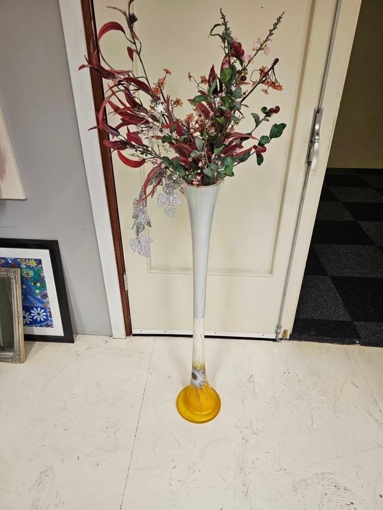 Mooie hoge vaas voor €10,-, Ophalen, Gebruikt, Overige kleuren, Glas