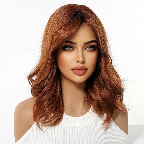 Pruik halflang haar koperrood in laagjes met pony, Sieraden, Tassen en Uiterlijk, Uiterlijk | Haarverzorging, Verzenden, Nieuw