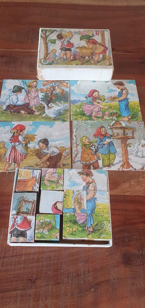 Vintage oude blokken puzzle, Ophalen of Verzenden
