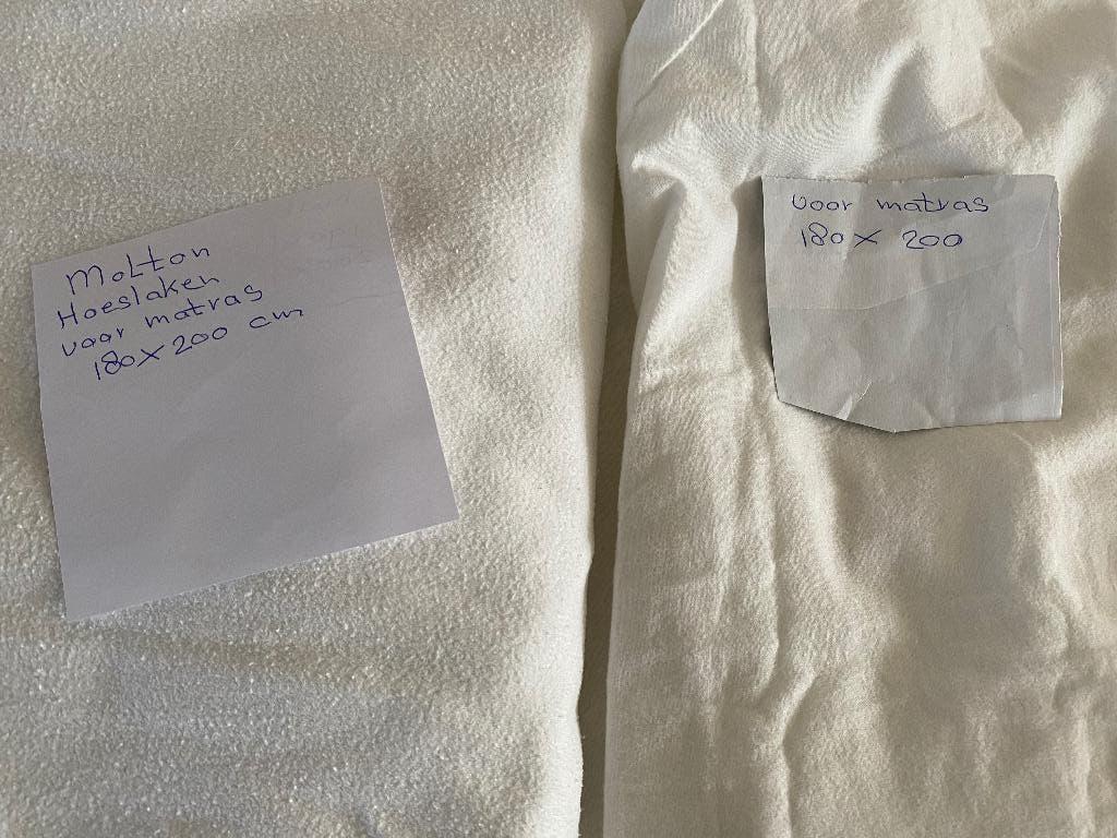 Hoeslaken 180 x 200cm., Gebruikt, Tweepersoons, Ophalen of Verzenden, Wit