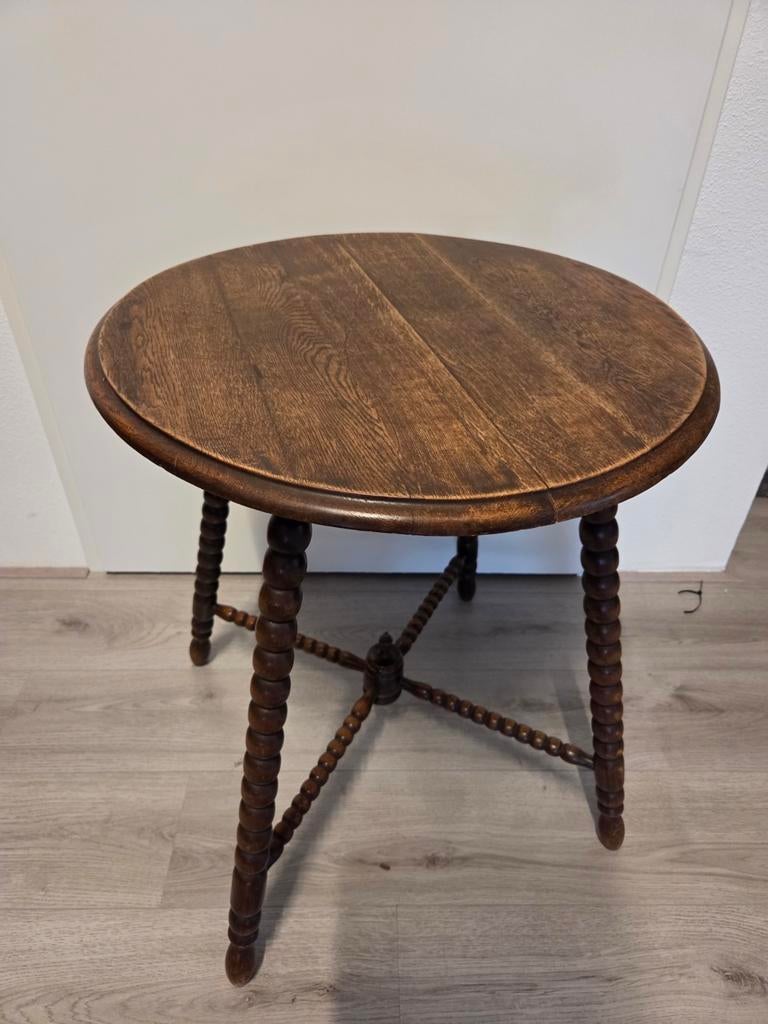 Oude antieke bijzettafel, Ophalen, Minder dan 55 cm, Gebruikt, Rond