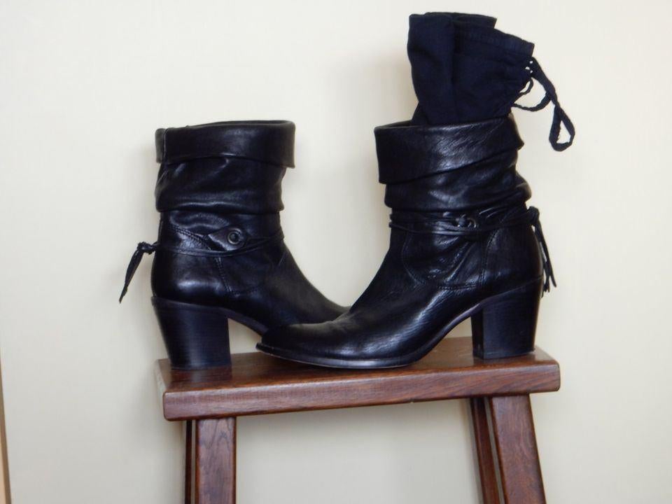 Leren enkellaarsjes, maat 40, Ophalen, Zwart, Lage of Enkellaarzen, Zo goed als nieuw