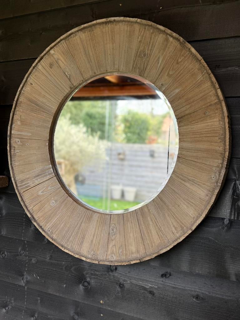 Spiegel hout, Ophalen, Minder dan 50 cm, Rond, Zo goed als nieuw