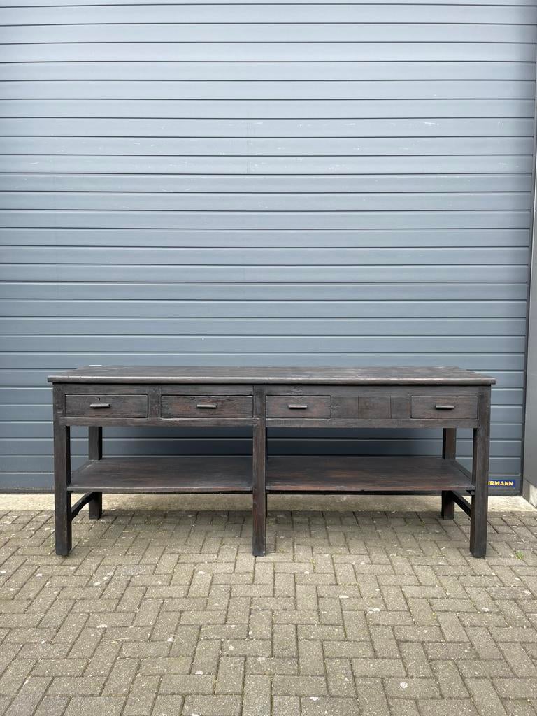 Antieke teakhouten dressoir/sidetable/werkbank, Doe-het-zelf en Verbouw, Werkbanken, Ophalen of Verzenden, Zo goed als nieuw
