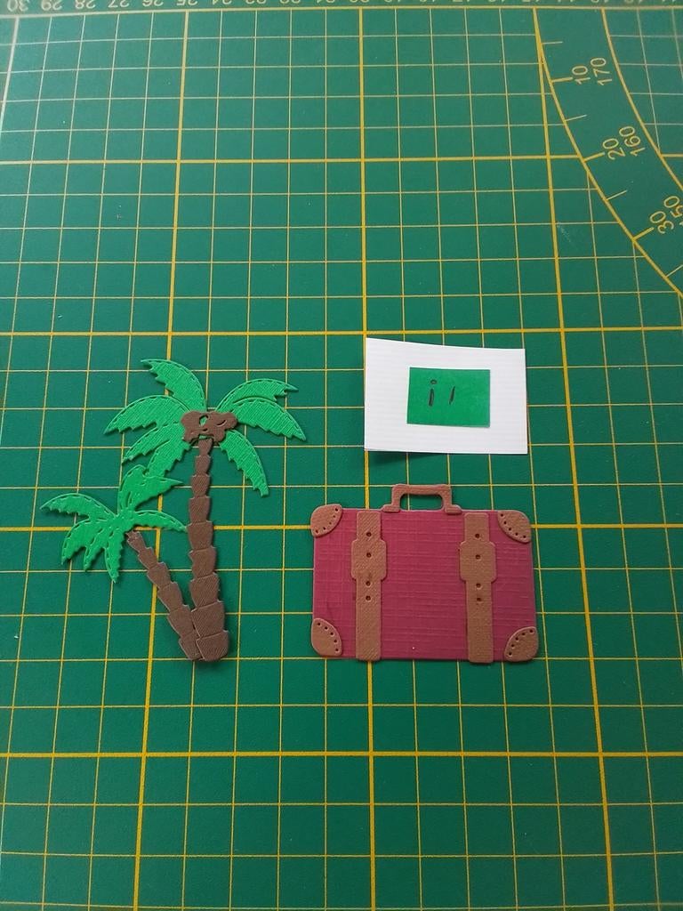 I1 Stansjes palmboom met bordeaux koffer, Ophalen of Verzenden, Nieuw, Overige thema's, Overige typen