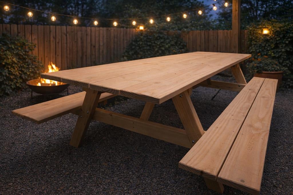 Picknicktafel, Ophalen, Nieuw, Rechthoekig, Hout
