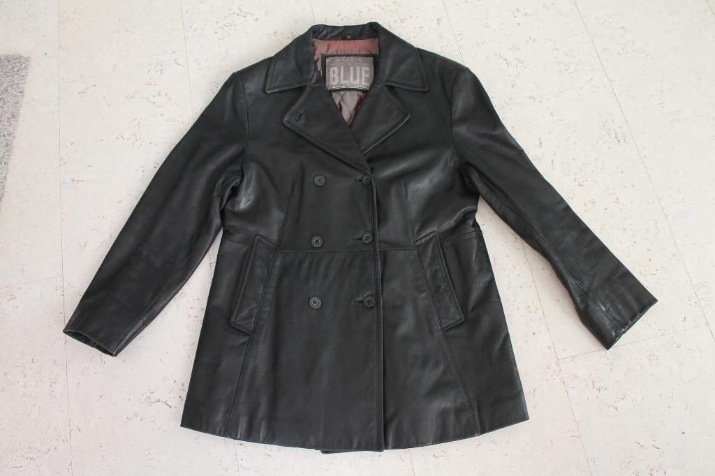 LAATSTE KANS: Zwart leren parka jas voor maar € 10,= /mt 42, Ophalen of Verzenden, Gedragen, Maat 42/44 (L), Zwart