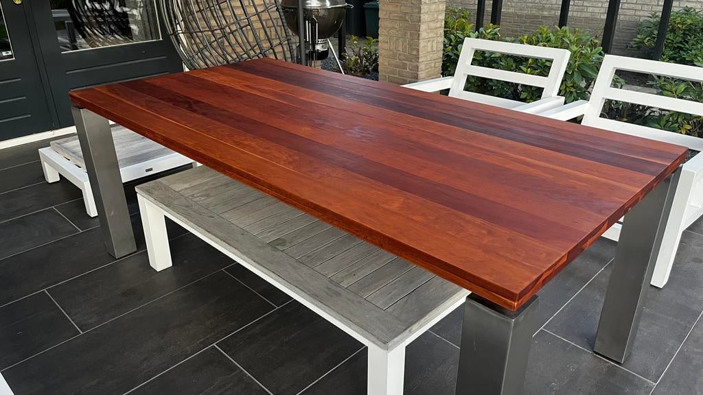 Unieke design eettafel Amerikaans kersenhout (200 x 100 cm, 200 cm of meer, Zo goed als nieuw, Kersenhout, Rechthoekig
