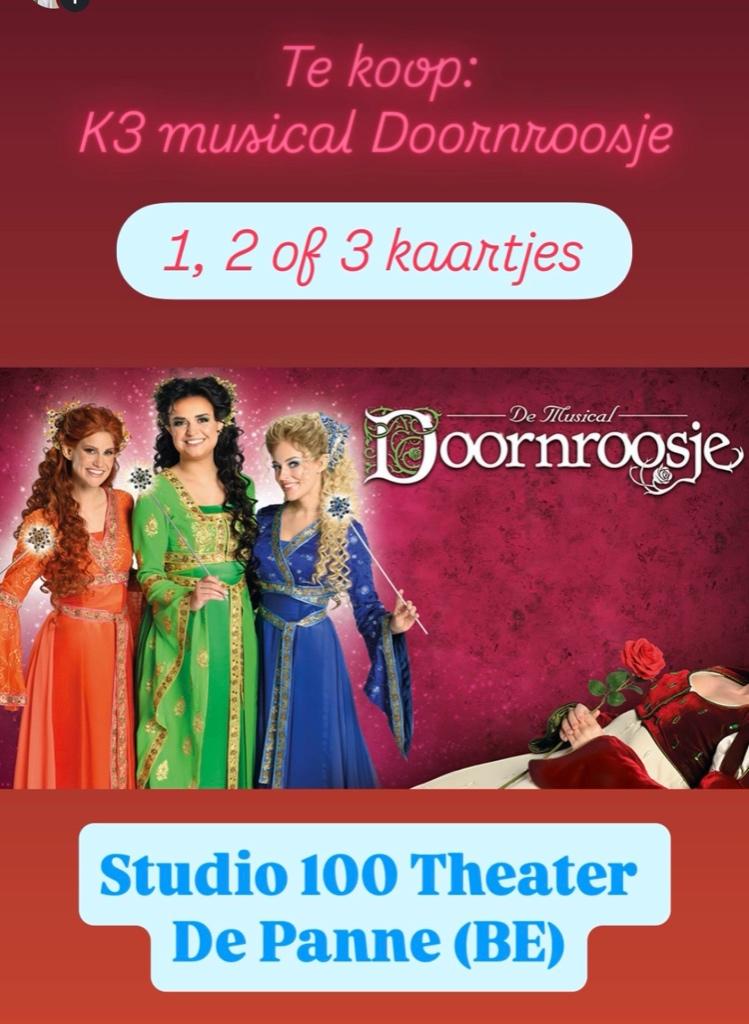 Kaartjes Musical K3 Doornroosje (per stuk € 30,--), Twee personen