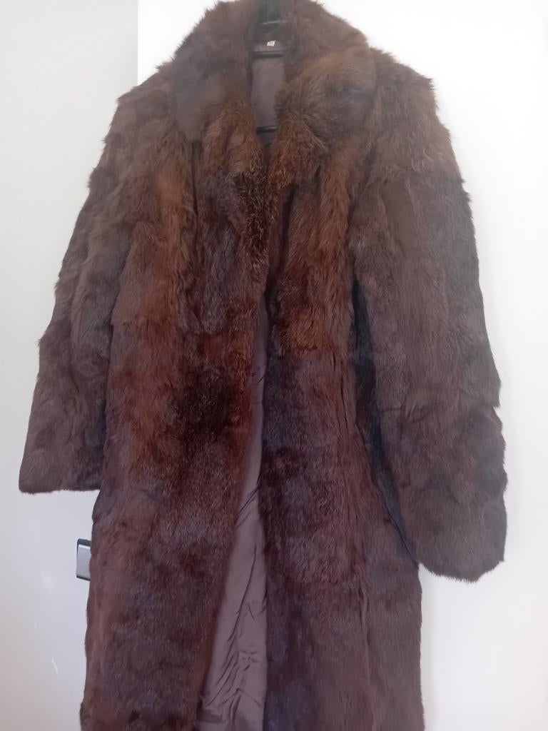 Mooie lange bontjas, Maat 38/40 (M), Bruin, Ophalen of Verzenden, Zo goed als nieuw