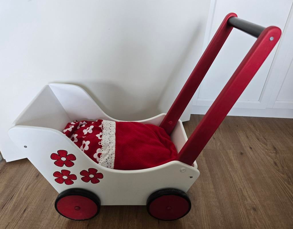 Houten poppenwagen, Kinderen en Baby's, Speelgoed | Houten speelgoed, Ophalen, Duw- of Trekspeelgoed