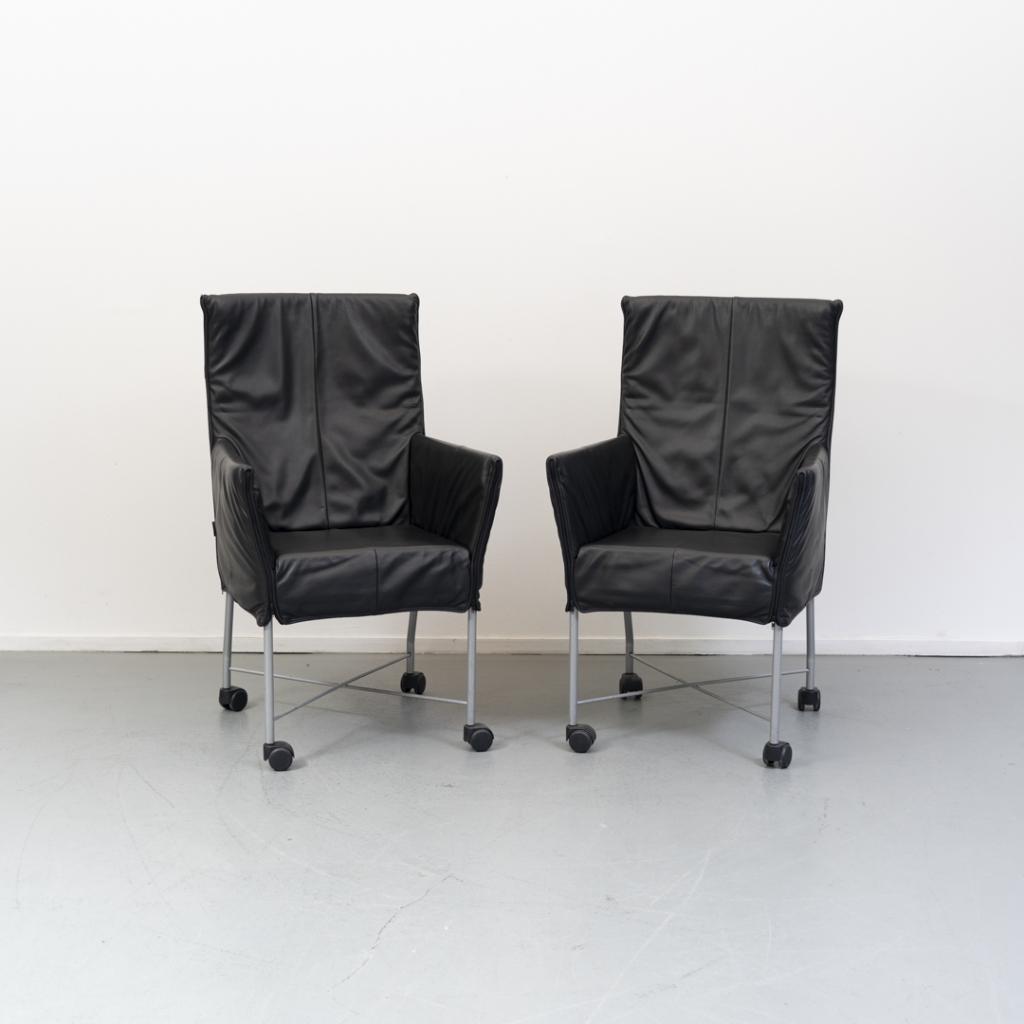 ACTIE!! 75x Montis Chaplin Stoel Zwart Leer - Grijs/Wiel, Niet ingevuld, Niet ingevuld, Ophalen of Verzenden, Zo goed als nieuw