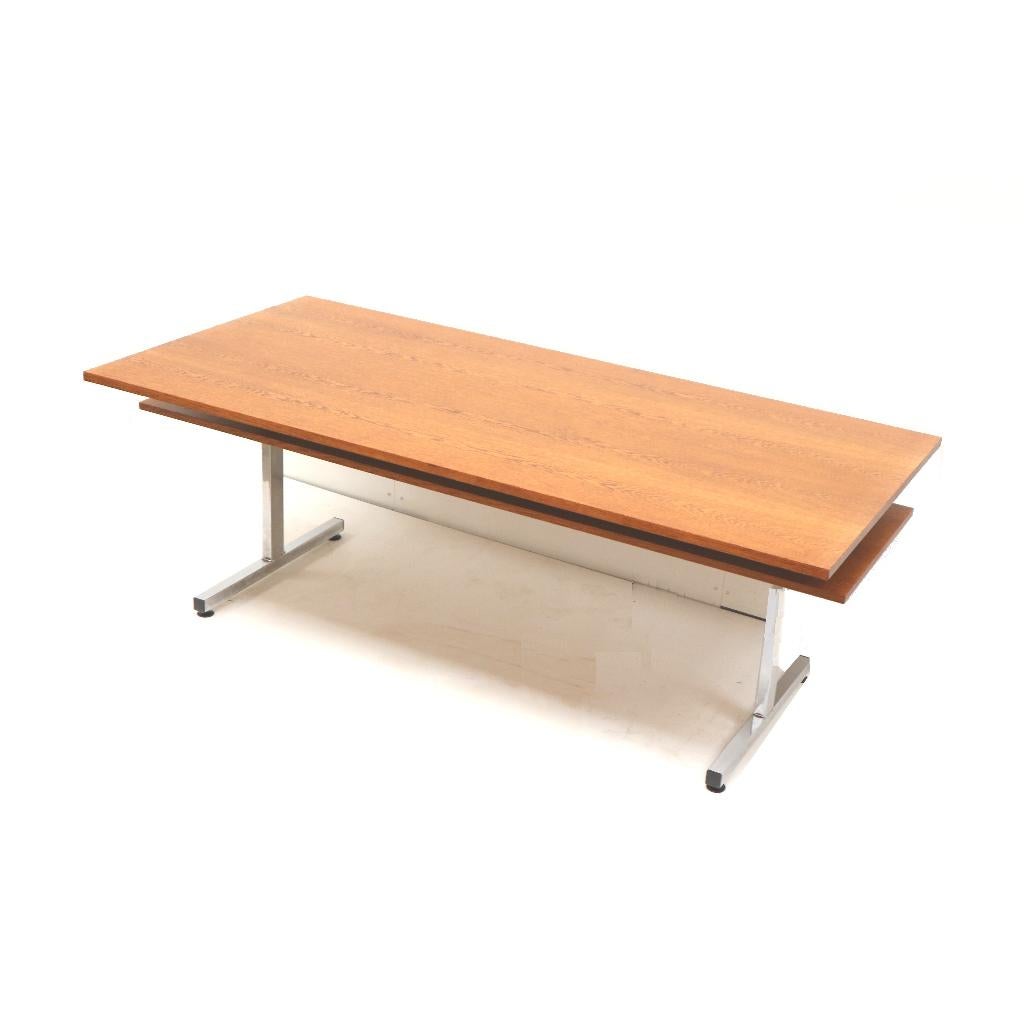 Vintage vergadertafel eettafel tafel jaren '60 '70 design, Gebruikt, Verzenden, 200 cm of meer, 50 tot 100 cm