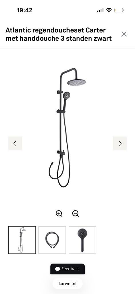 Atlantic regendoucheset Carter met handdouche 3 standen z, Doe-het-zelf en Verbouw, Sanitair, Ophalen of Verzenden, Nieuw, Douche
