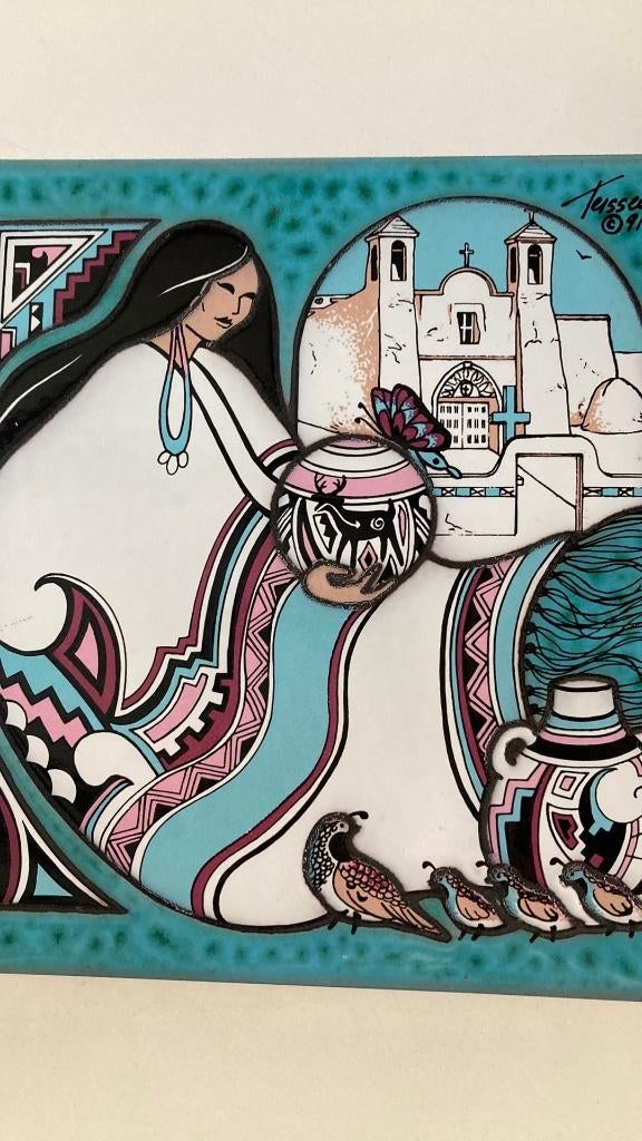 Tegel 1930 - 2020 Cleo Teissedre Design Handcrafted 1991, Antiek en Kunst, Verzenden