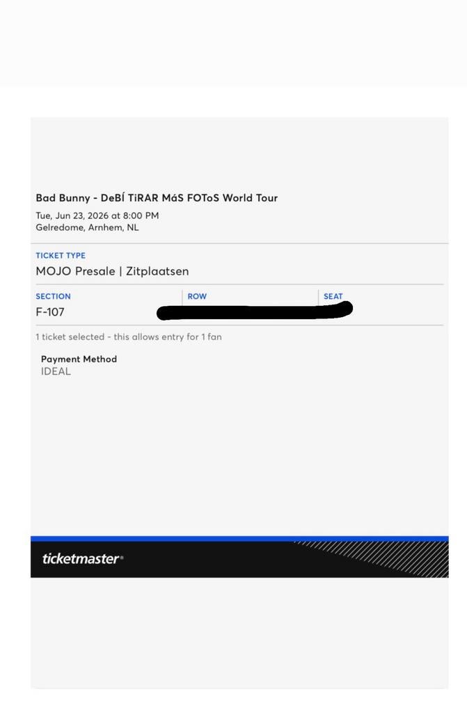 Bad Bunny-debí tirar más fotos world tour arnhem ticket, Eén persoon, Juni