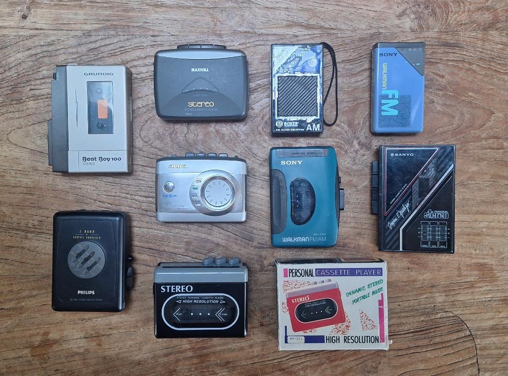 lot 9st vintage retro walkman portable music radio cassette, Ophalen of Verzenden, Walkman